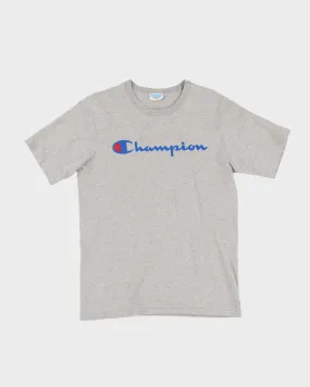 00s Champion Grey Chest Logo T-Shirt - M