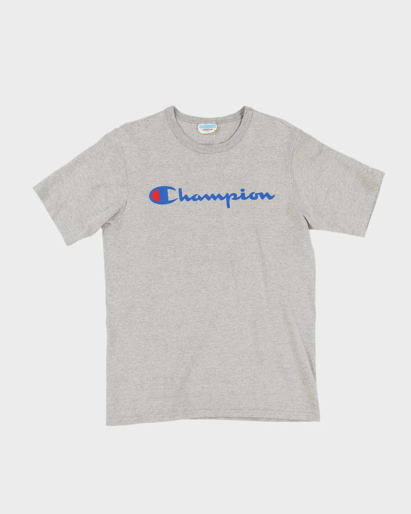 00s Champion Grey Chest Logo T-Shirt - M