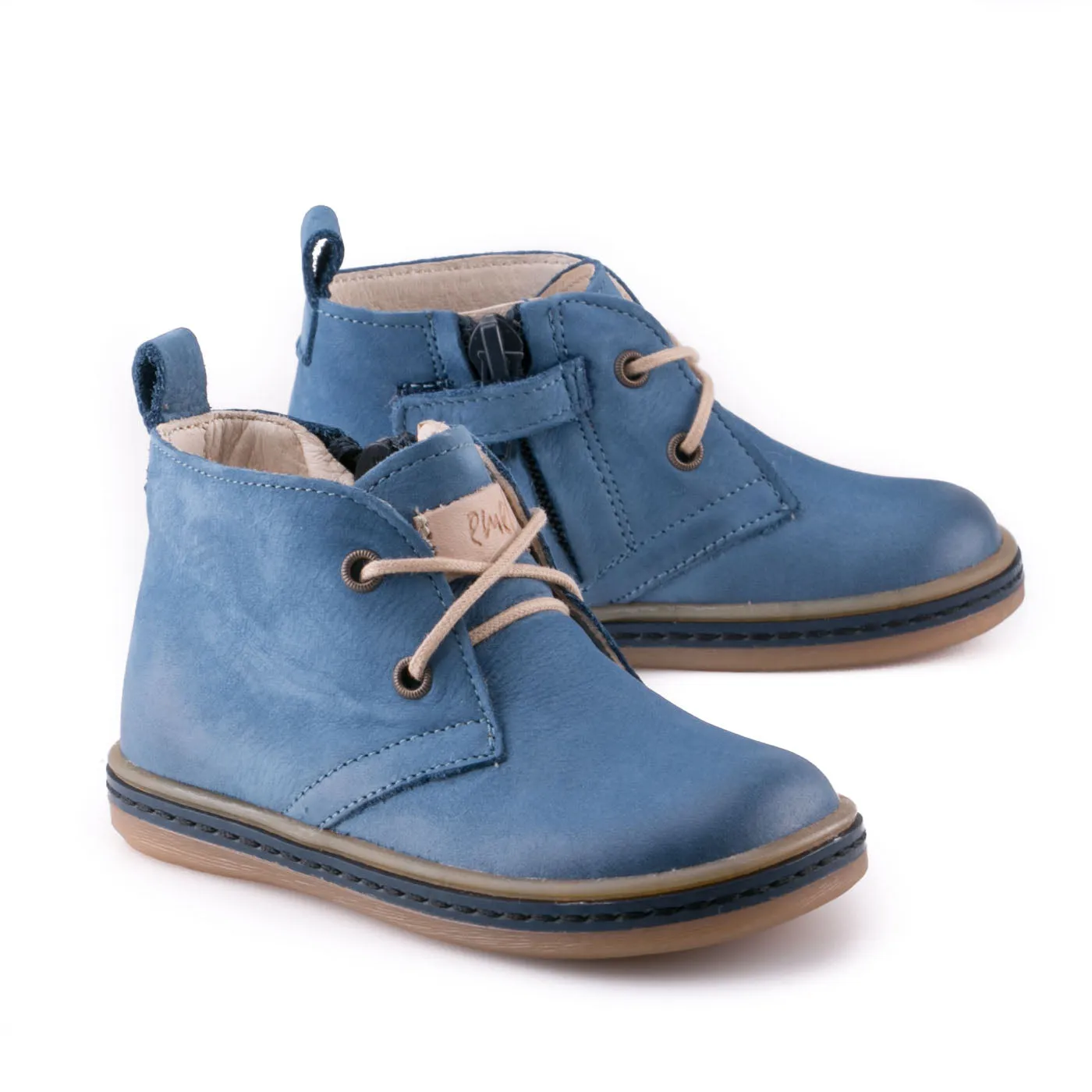 (2621-5) Emel Blue Lace Up Trainers with zipper