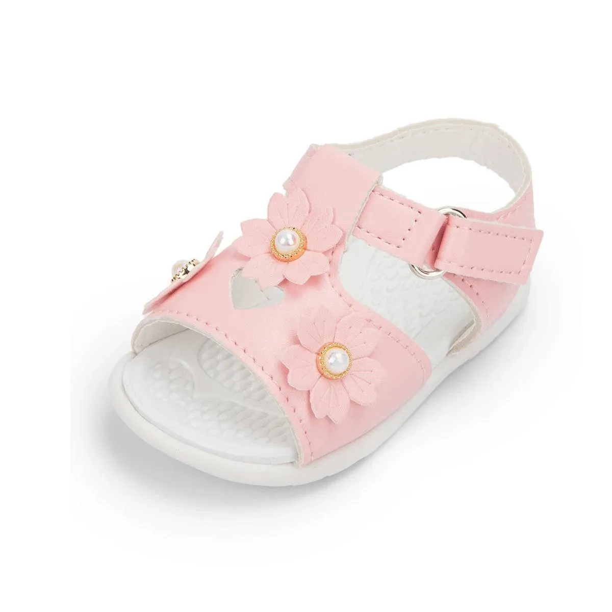 AMN226 Baby Sandals: Flower Leather Flat Toddler Girl Casual Shoes