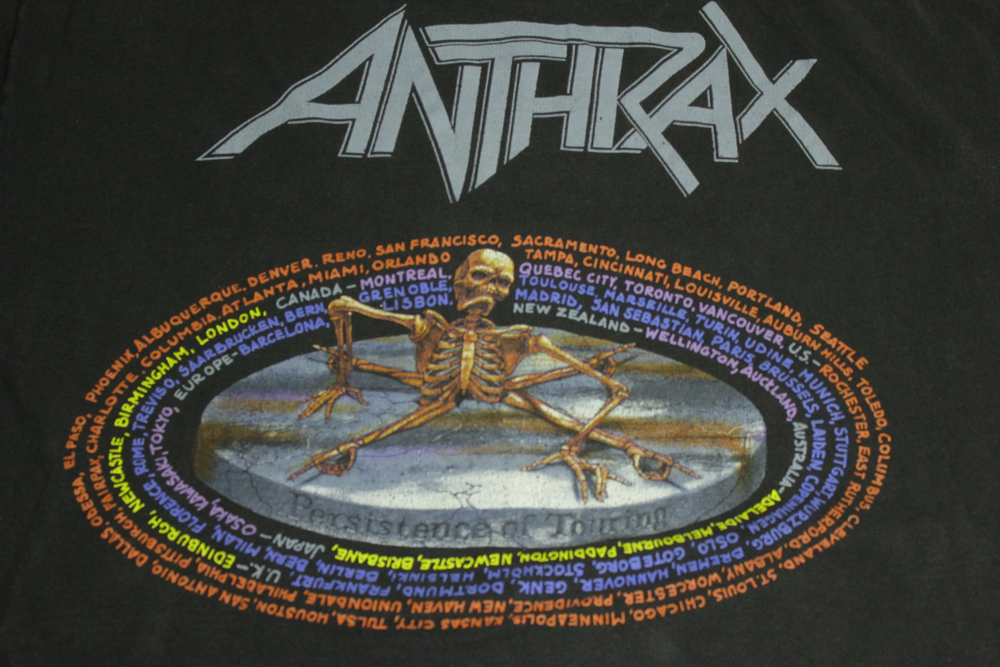 Anthrax Persistance of Time 1990 Vintage Brockum Concert Cities Single Stitch USA Made T-Shirt