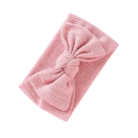 Baby Light Knit Single Soft Bow Knot Headband — Flamingo