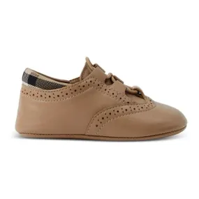 Beige Leather Pre-Walker Shoes