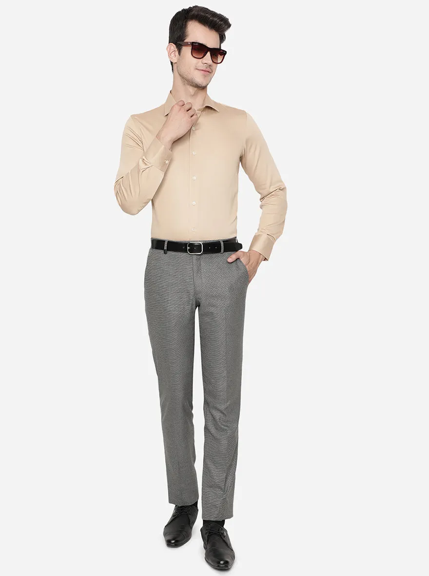 Beige Solid Slim Fit Party Wear Shirt | Wyre