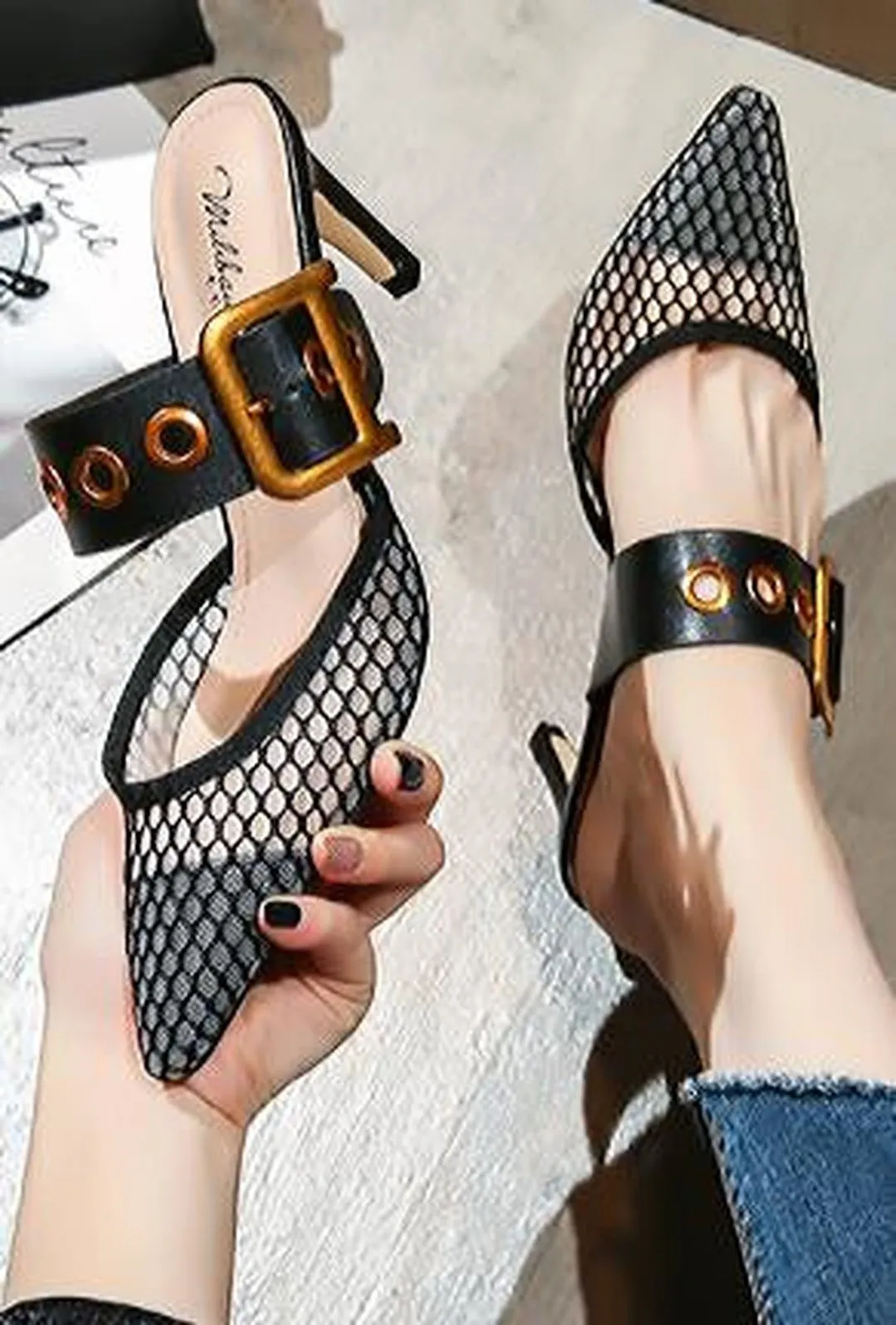 BRITTANY - MESH MULE SANDALS