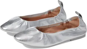 Cole Haan York Soft Silver Metallic Leather Rounded Toe Slip On Ballet Flats