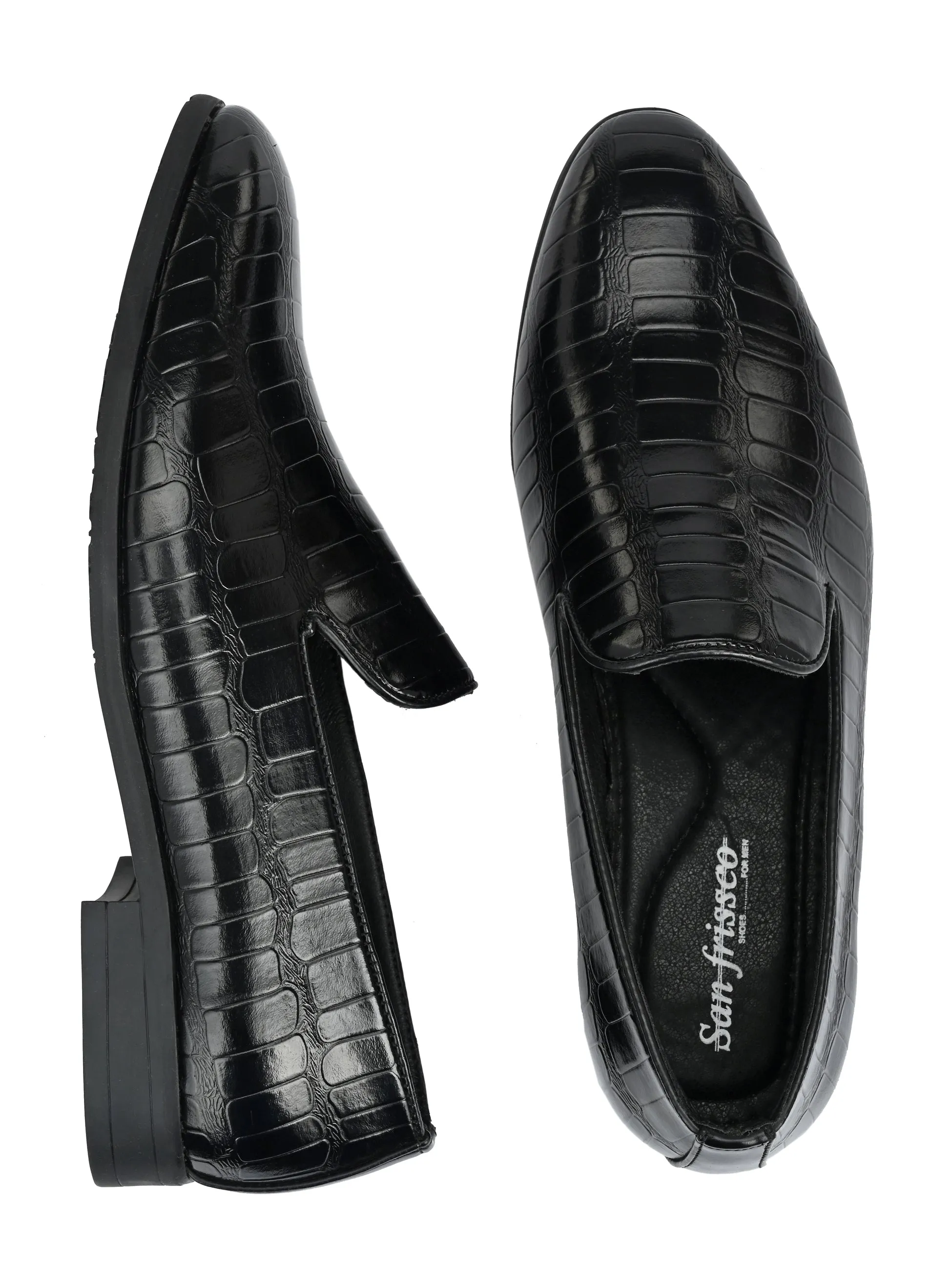 Escaro Black Textured Slip-Ons