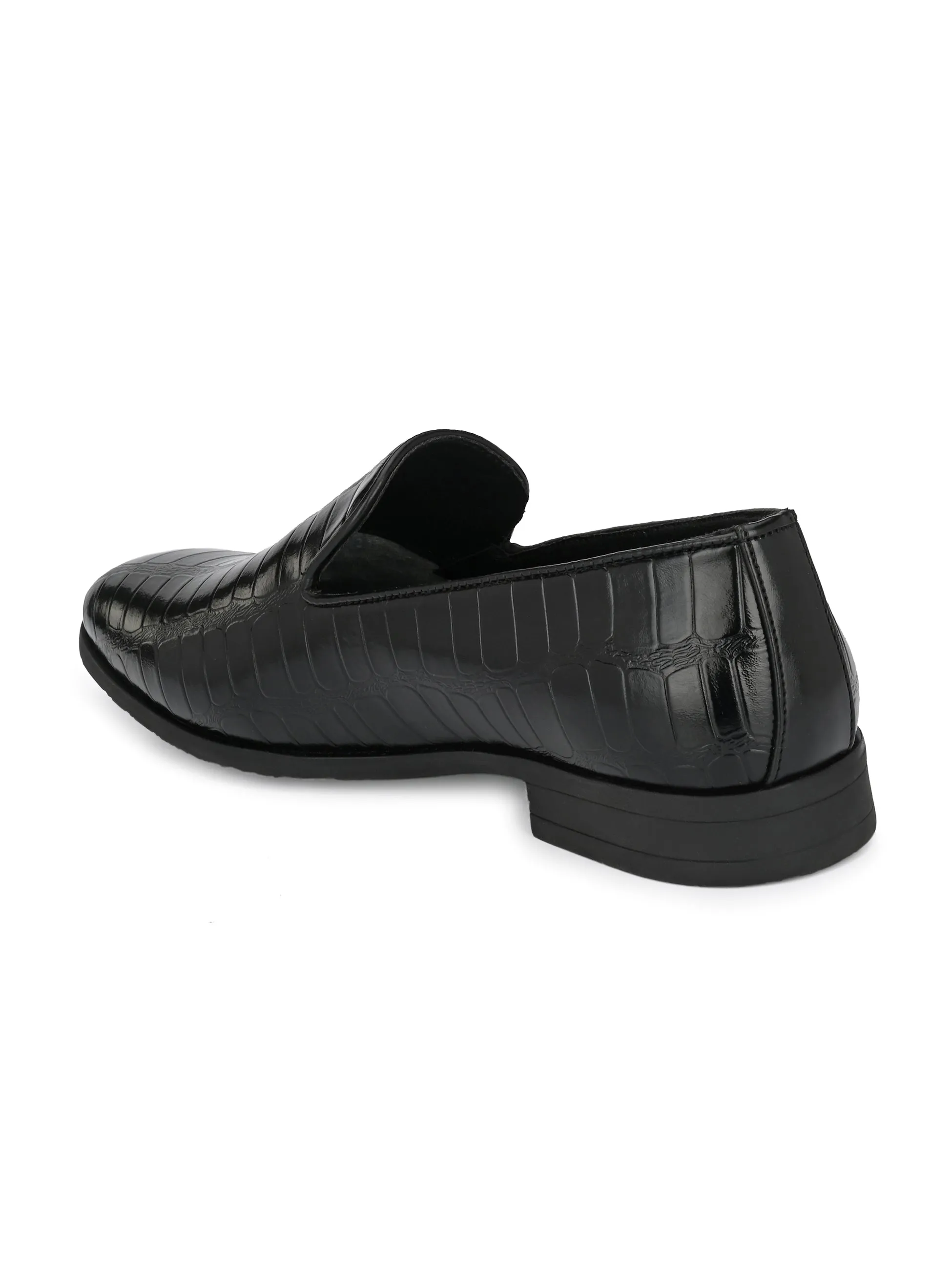 Escaro Black Textured Slip-Ons