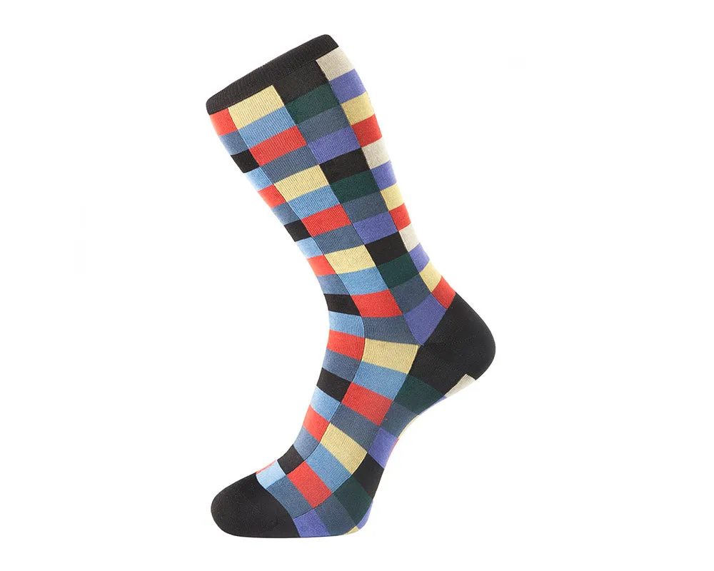 Fortis Green Men's Socks in Black Checks