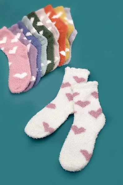 Fuzzy Heart Socks ~ Various Colors