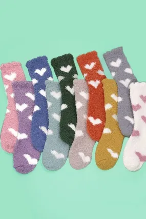 Fuzzy Heart Socks ~ Various Colors