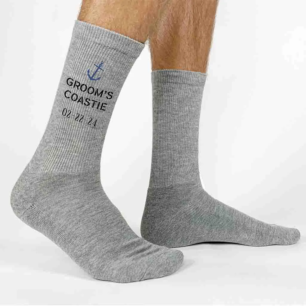 Groom’s Coastie - Personalized Wedding Socks with Date