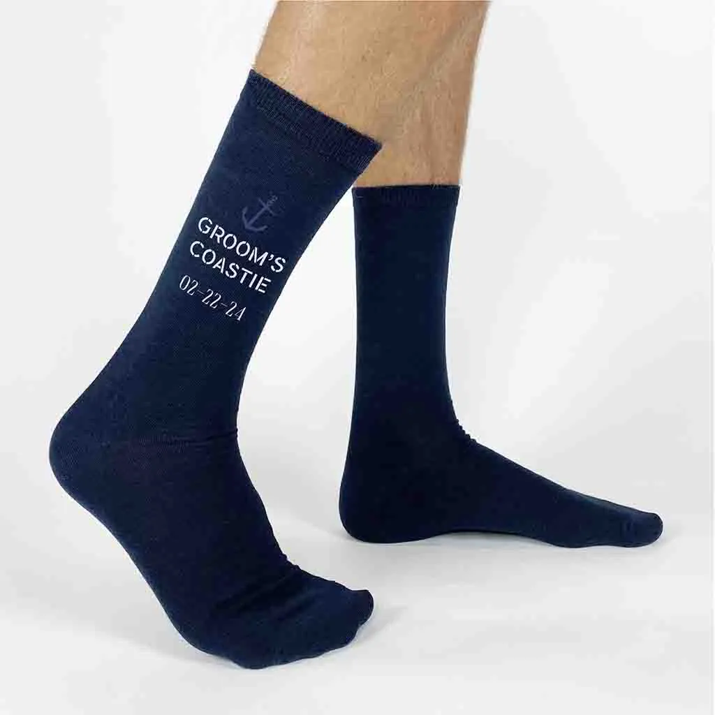 Groom’s Coastie - Personalized Wedding Socks with Date