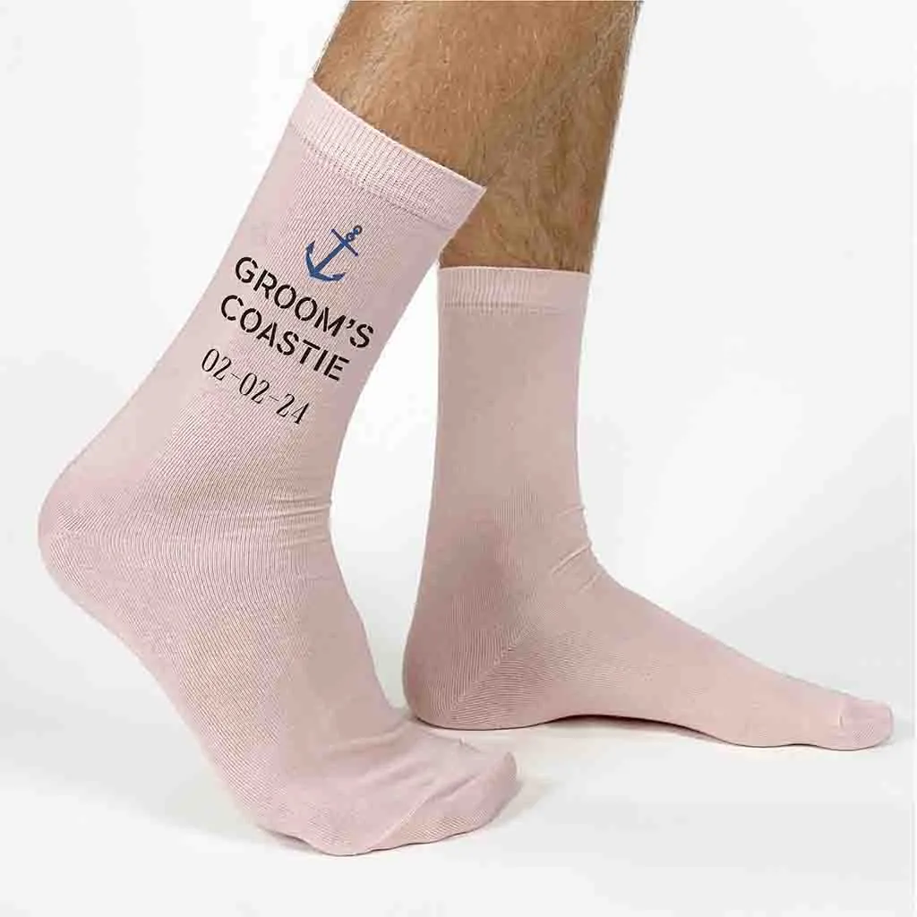 Groom’s Coastie - Personalized Wedding Socks with Date