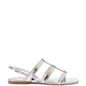 Harmony Flat Sandal In Silver Specchio