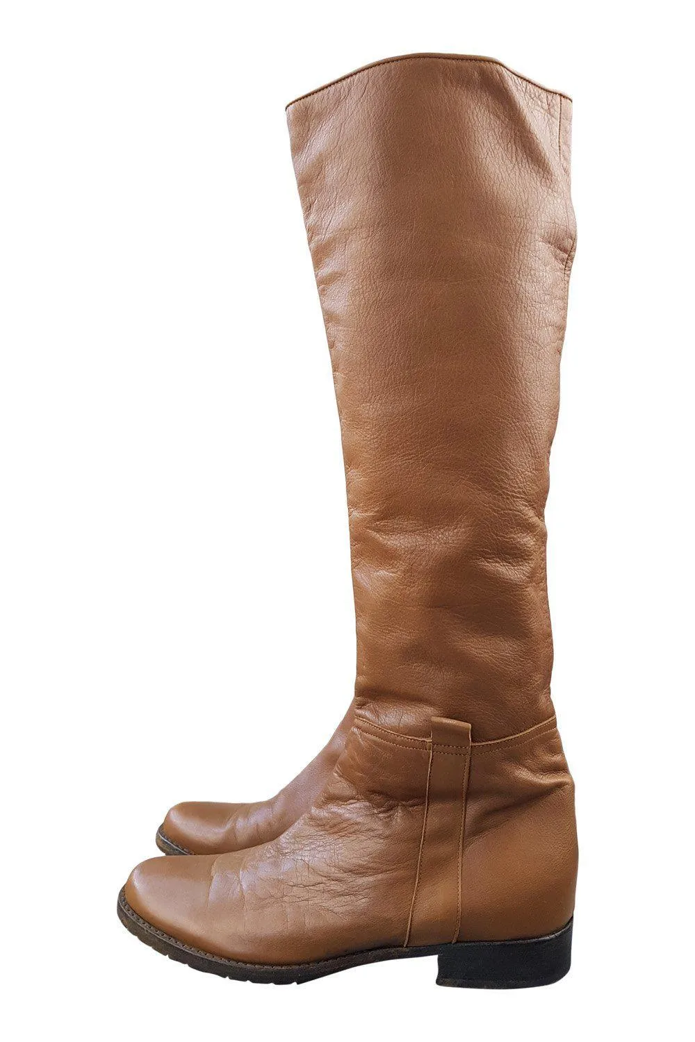 JACQUES LOUP Tan Leather Pull On Boots (38.5)