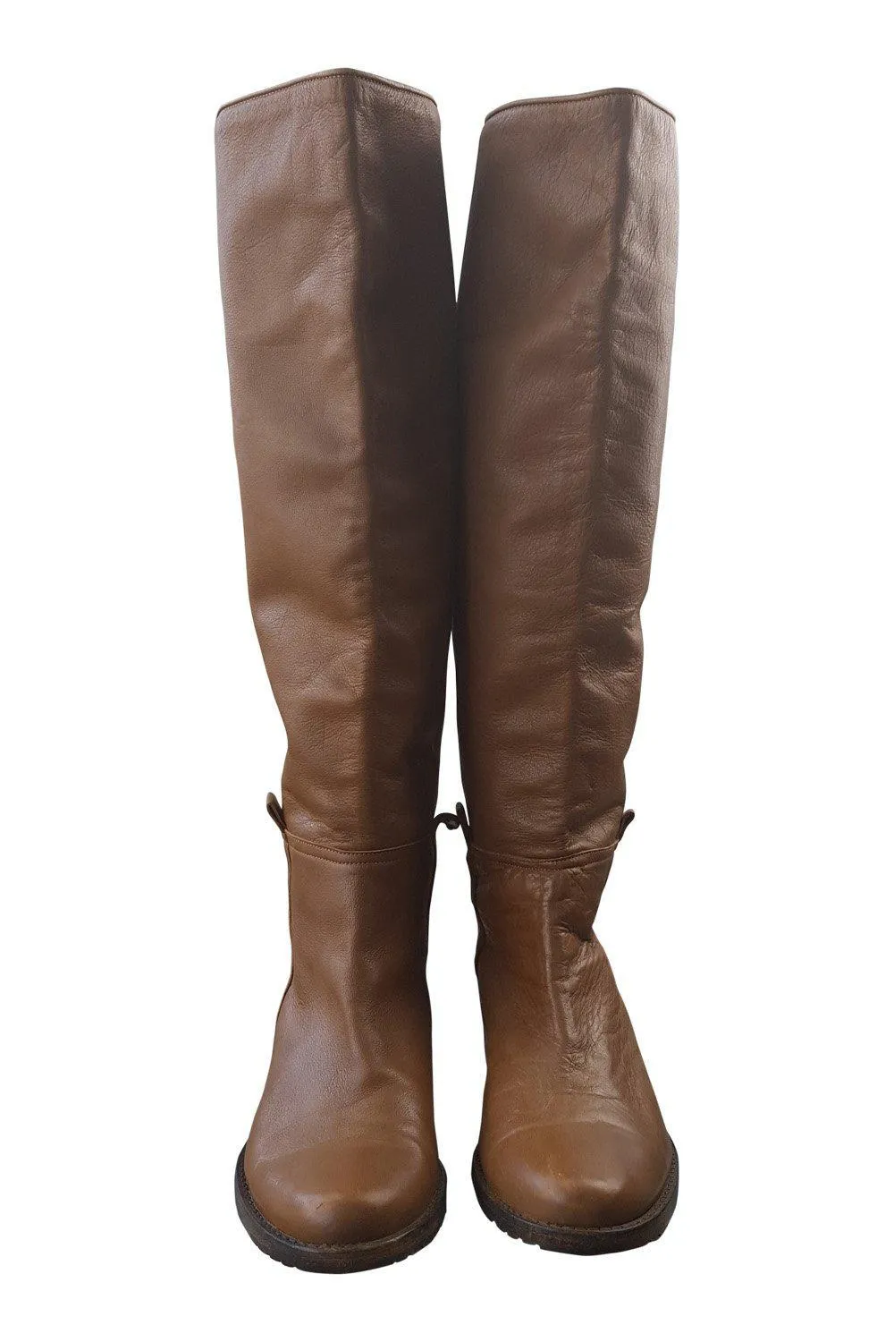 JACQUES LOUP Tan Leather Pull On Boots (38.5)