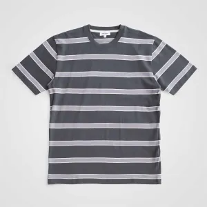 Johannes Organic Multicolour Stripe T-shirt - Battleship Grey