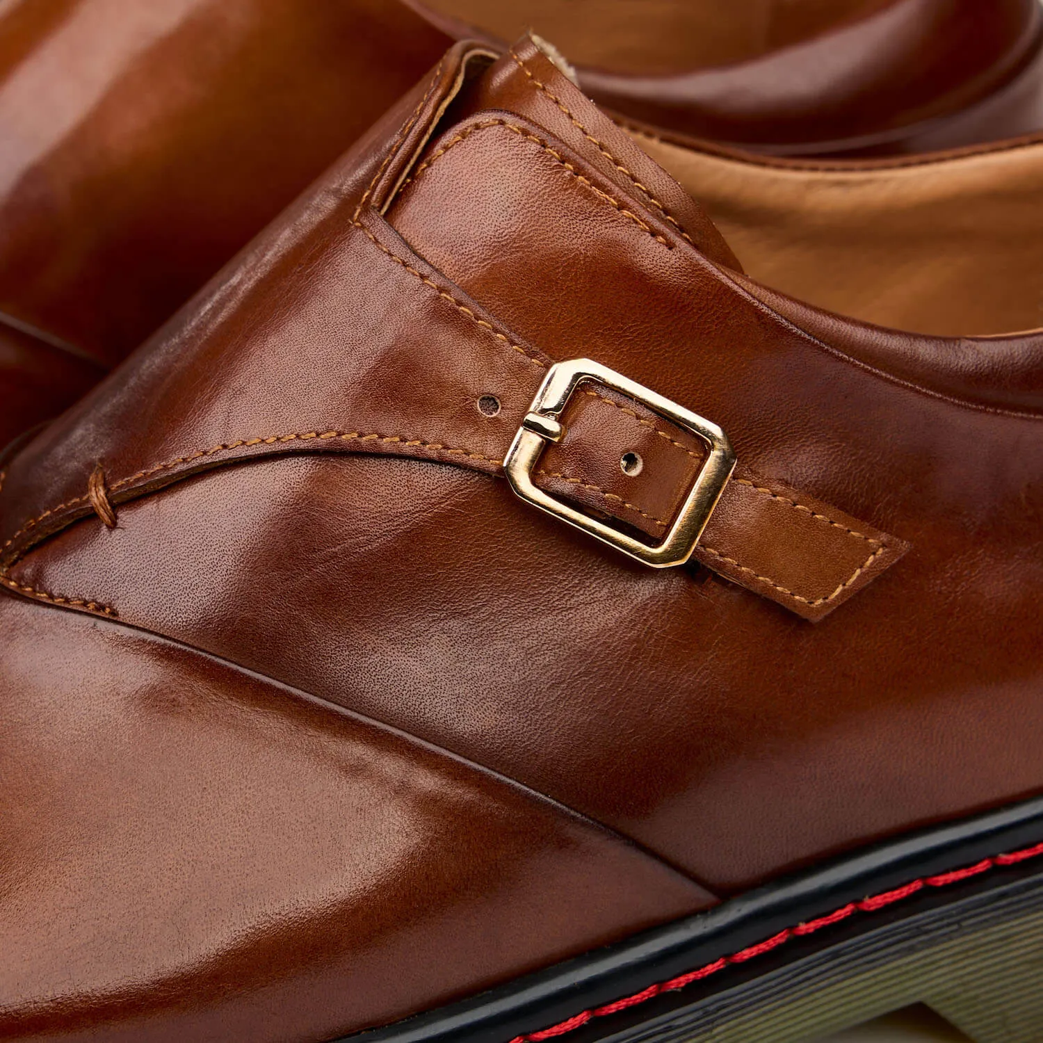 Kendrick Cognac Leather Monk Straps