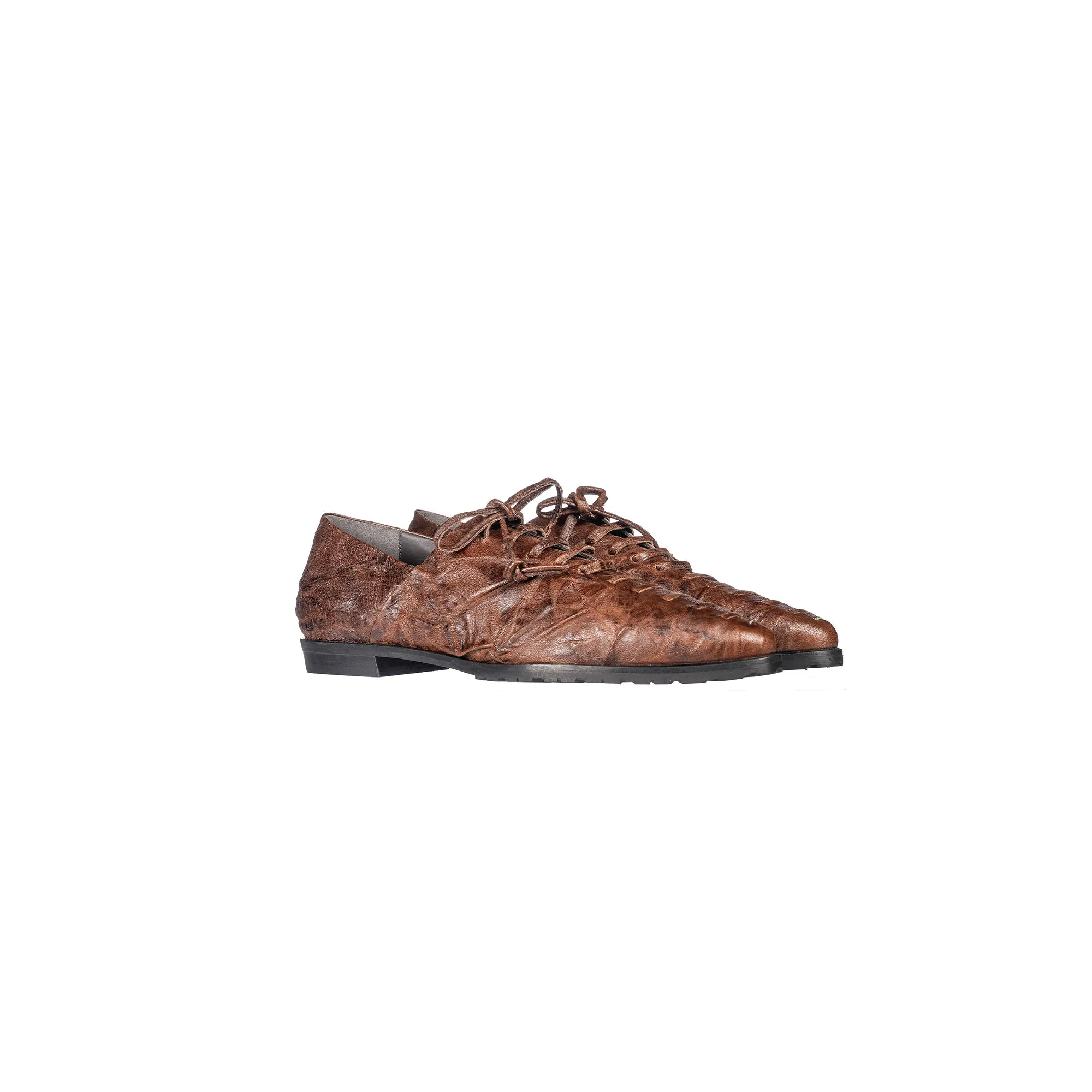 Lace-Up Loafer Stropicciato Brown