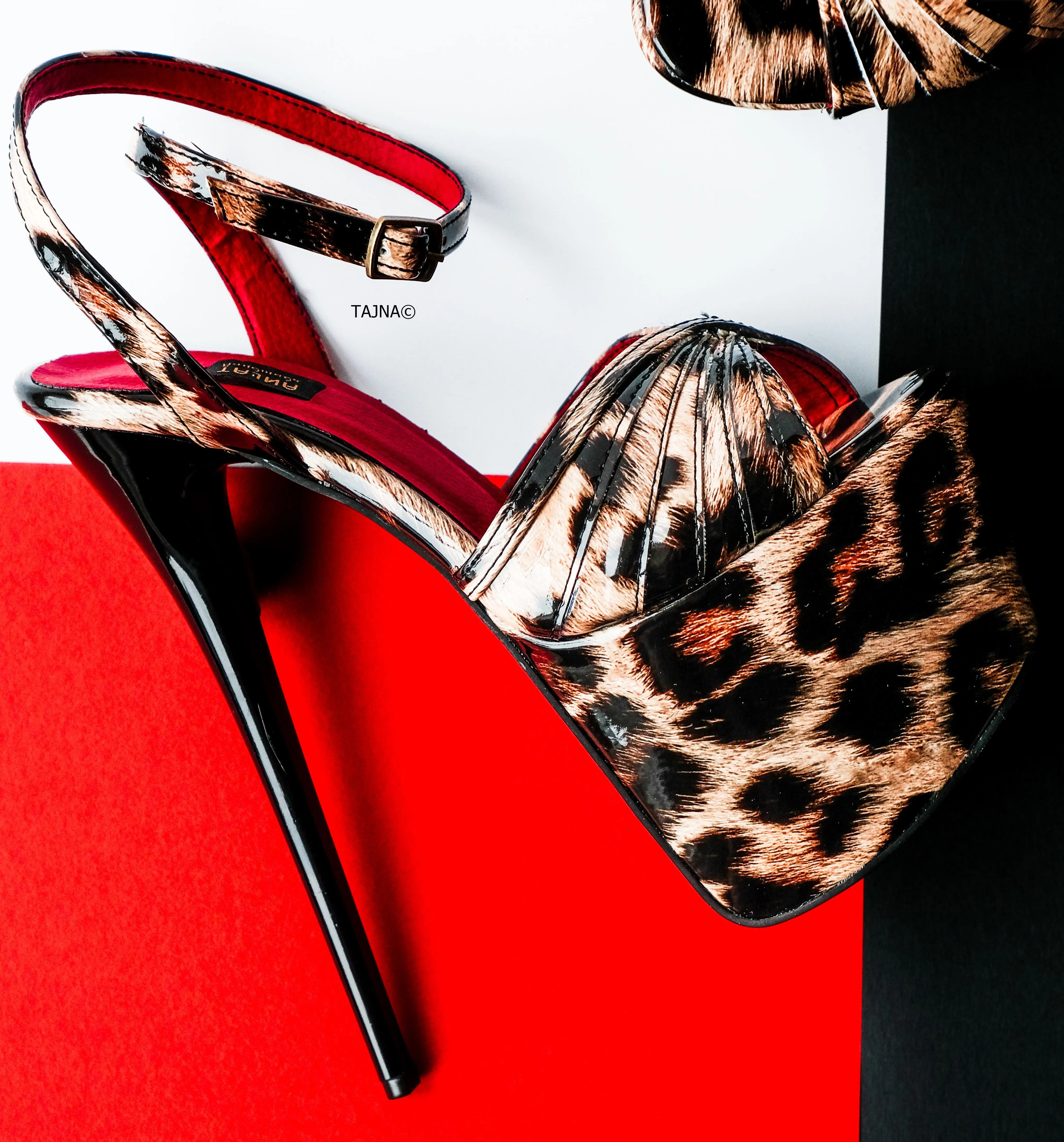 Leopard Gloss Tango Strap High Heel Platforms