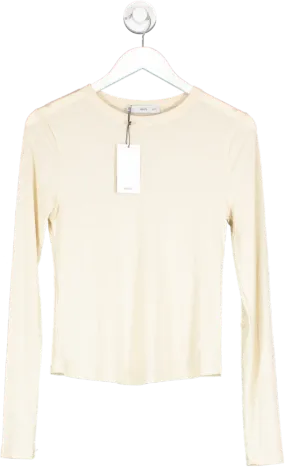 MANGO Cream Ribbed Knit T-shirt BNWT UK L