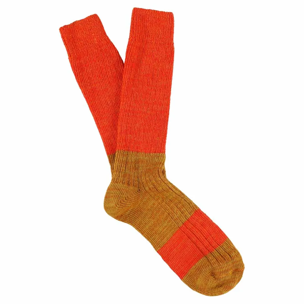 Melange Block Socks Orange / Mustard