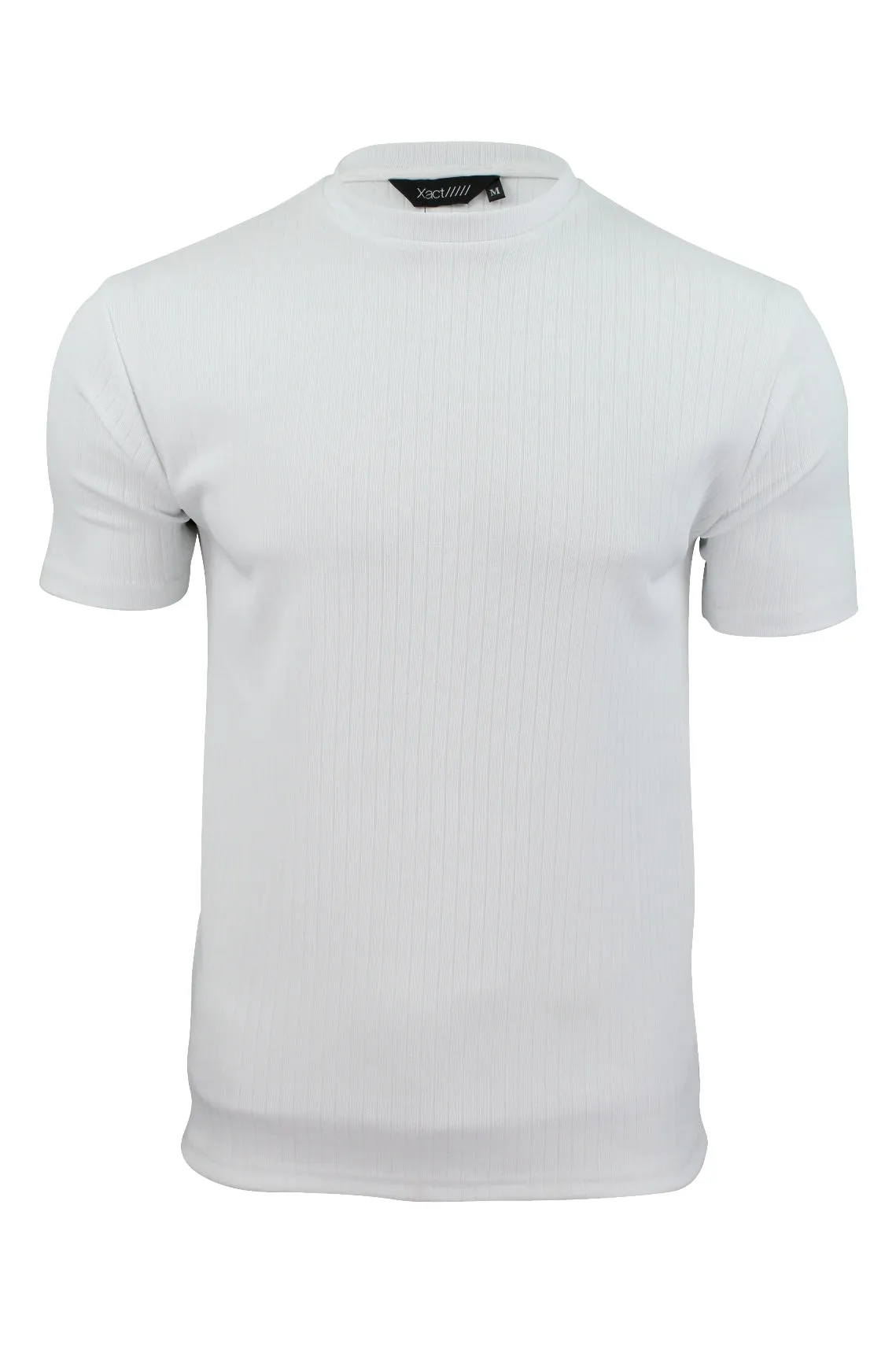 Mens Rib T - Shirt by Xact Clothing Crew Neck Slim Gym Muscle Fit