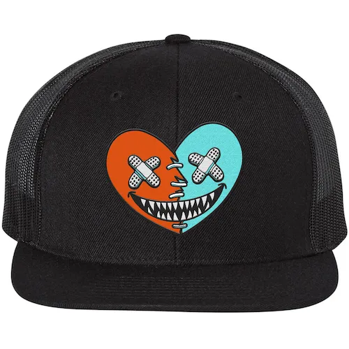 Miami Dolphin Dunks Flat Brim Trucker Hat - MIAMI HEART BAWS