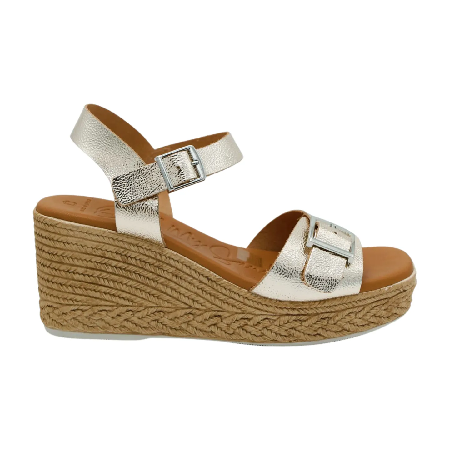 OH MY SANDALS Gold Leather wedge Sandal 5459