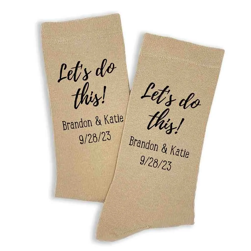 Personalized Groom Wedding Day Socks - Let's Do This!