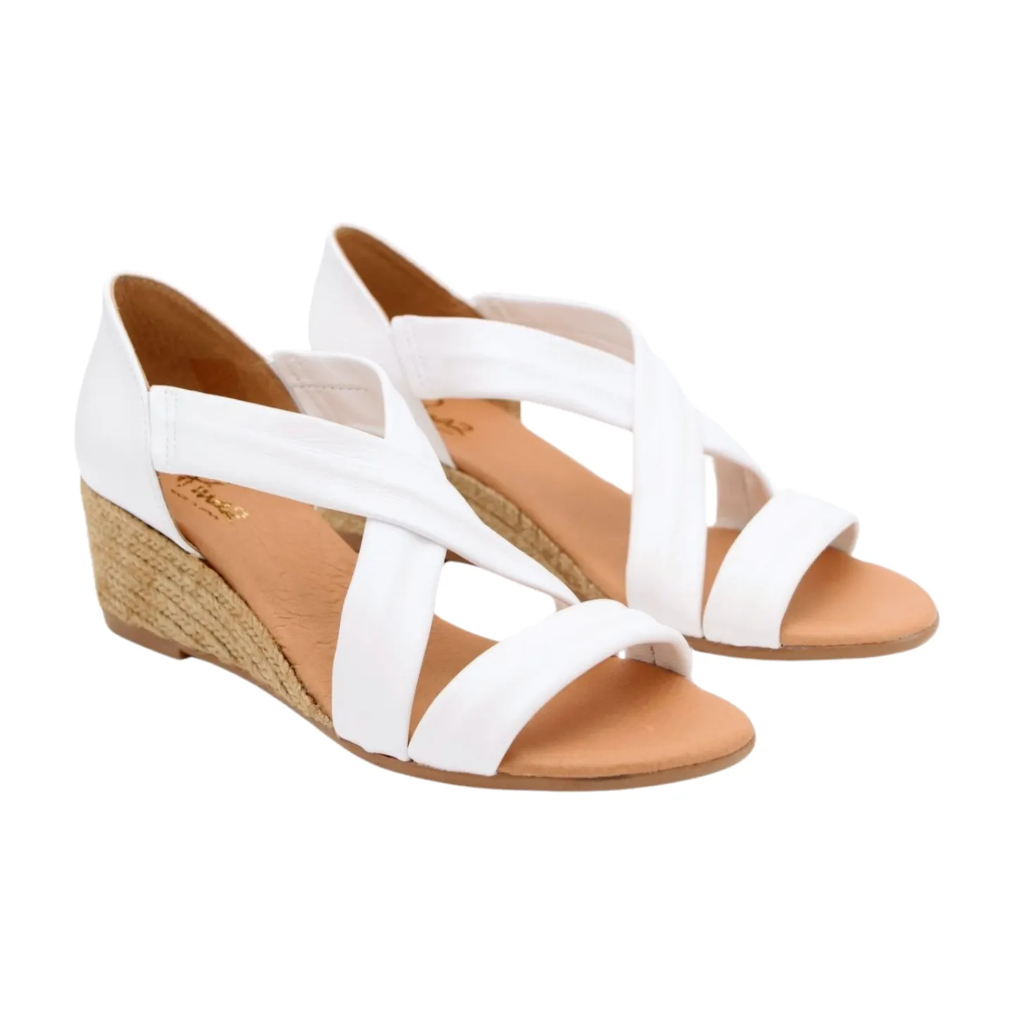 PINAZ White Leather Criss Cross Sandal