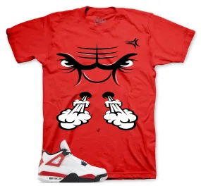 Retro 4 Red Cement Shirt - Raging Face - Red