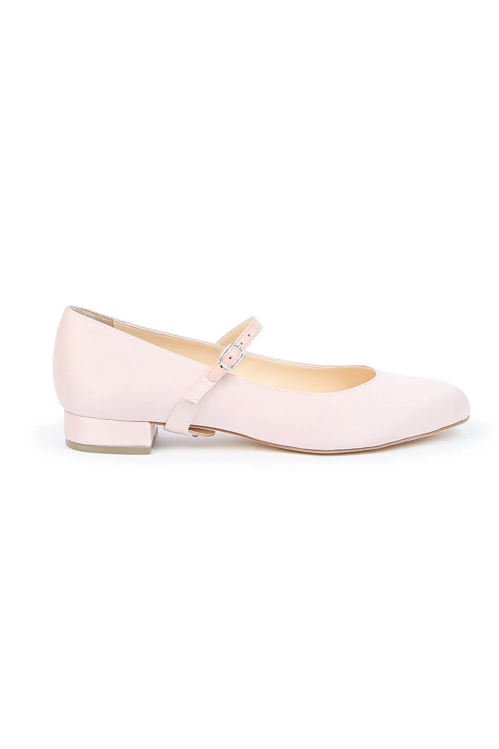 Rose Satin Ballet Flat with Twiggy Strap