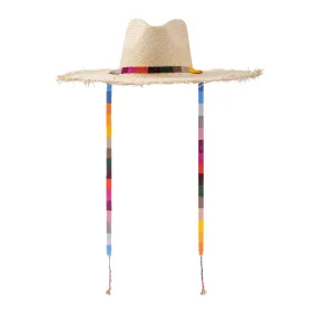 Rosita Wide Brim Palm Fringe Hat by Sunshine Tienda