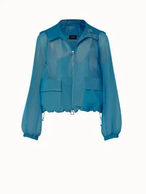 Schillernde Seiden Techno Organza Blouson Jacke