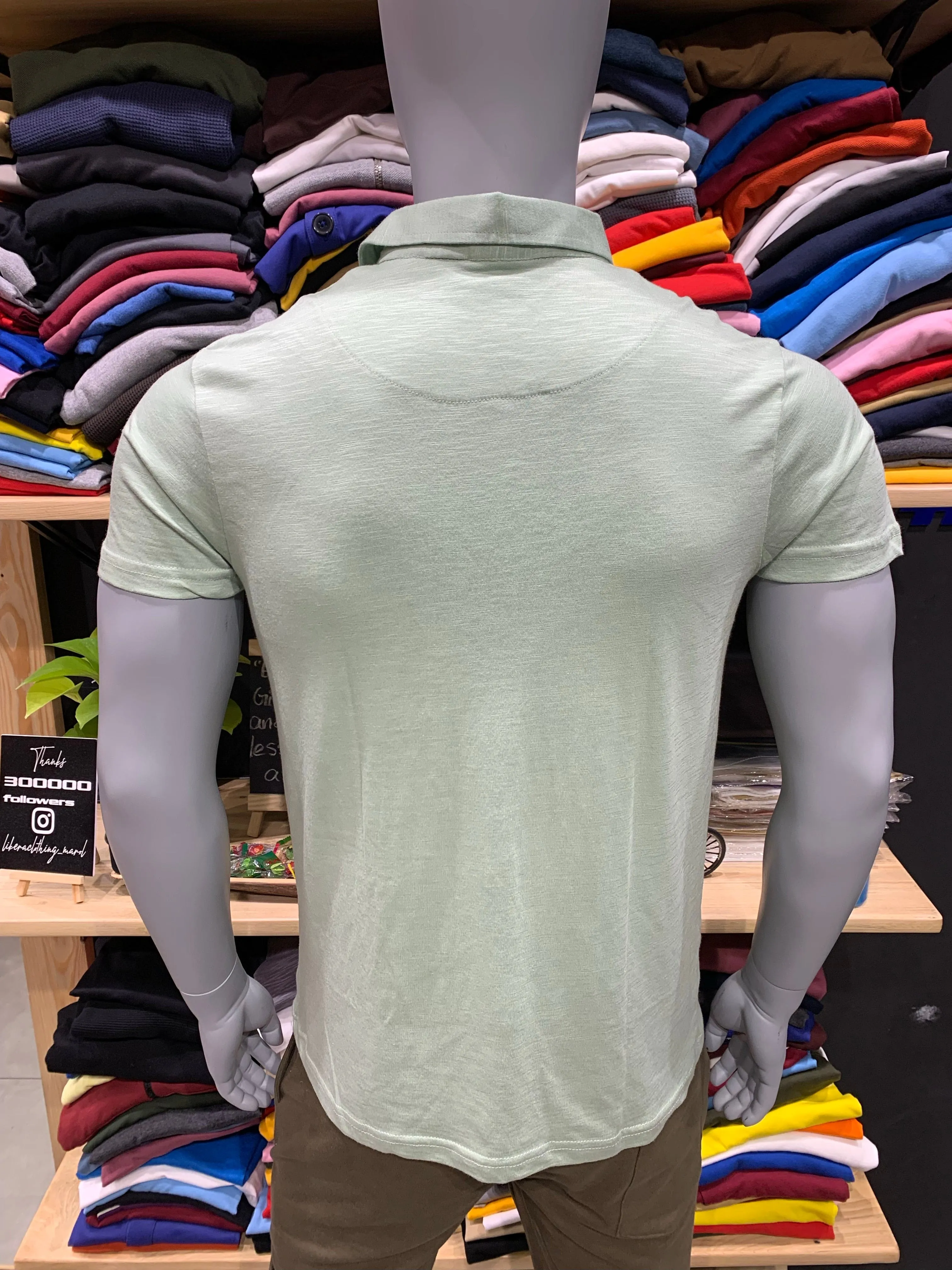 Sea Green Small Collar T-shirt