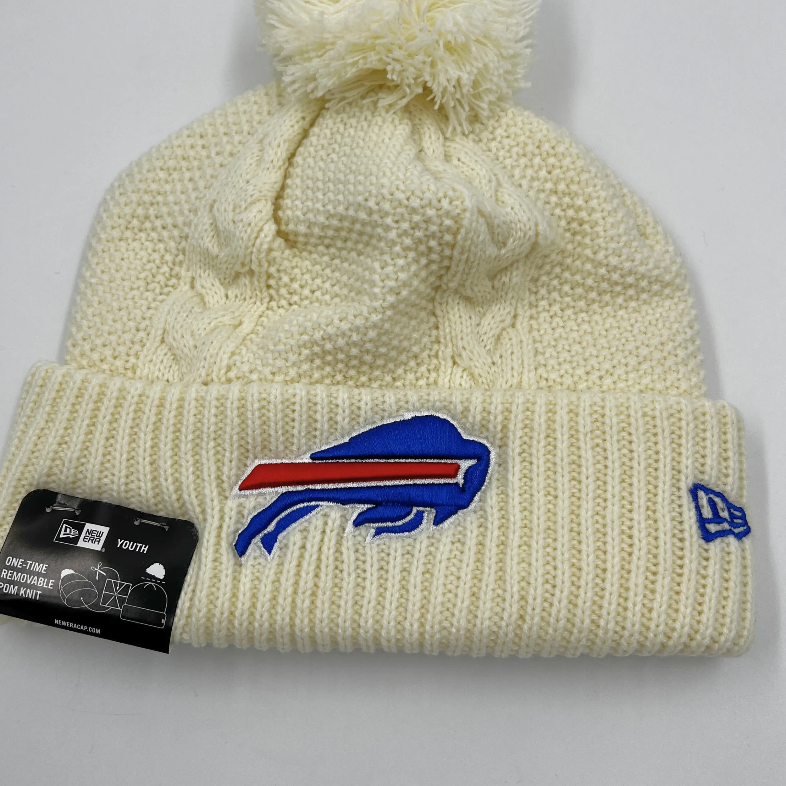 Youth New Era Buffalo Bills Cream Knit Winter Hat